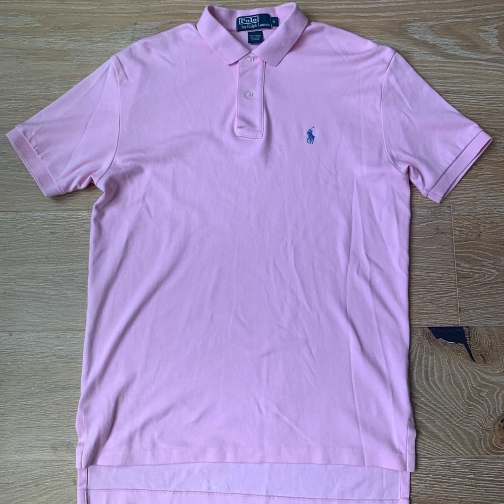 Polo by Ralph Lauren pink Jersey knit polo shirt, excellent used condition.